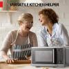 imageTOSHIBA 6in1 Inverter Countertop Microwave Oven Healthy Air Fryer Combo MASTER Series Air Fryer Broil Convection Speedy Combi Even Defrost Sound OnOff 27 Auto Menu Stainless SteelBlack Stainless Steel