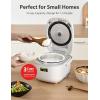 imageToshiba Mini Rice Cooker 3 Cups Uncooked Small Rice Cooker Steamer ampamp Warmer With Fuzzy Logic And OneTouch Cooking 24 Hour Delay Timer And Auto Keep Warm Feature WhiteWhite