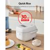 imageToshiba Mini Rice Cooker 3 Cups Uncooked Small Rice Cooker Steamer ampamp Warmer With Fuzzy Logic And OneTouch Cooking 24 Hour Delay Timer And Auto Keep Warm Feature WhiteWhite