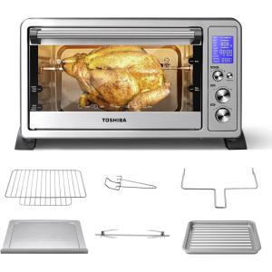 imageTOSHIBA AC25CEWSS Large 6Slice Convection Toaster Oven Countertop 10InOne with Toast Pizza and Rotisserie 1500W Stainless Steel Includes 6 AccessoriesStainless Steel