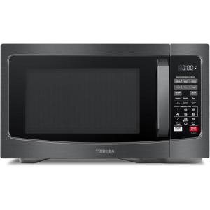 imageTOSHIBA EM131A5CSS Countertop Microwave Ovens 12 Cu Ft with 124quot Removable Turntable Smart Humidity Sensor 12 Auto Menus Mute Function ECO Mode Easy Clean Interior 1000W Silver12 CuFt Black