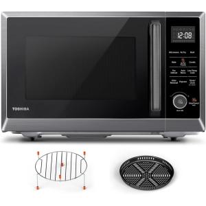 imageTOSHIBA EM131A5CSS Countertop Microwave Ovens 12 Cu Ft with 124quot Removable Turntable Smart Humidity Sensor 12 Auto Menus Mute Function ECO Mode Easy Clean Interior 1000W SilverAir Fryer10 CuFt