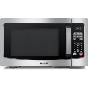 imageTOSHIBA EM131A5CSS Countertop Microwave Ovens 12 Cu Ft with 124quot Removable Turntable Smart Humidity Sensor 12 Auto Menus Mute Function ECO Mode Easy Clean Interior 1000W Silver12 CuFtSilver