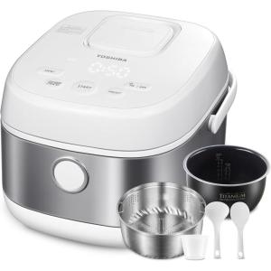 imageTOSHIBA Induction Heating Rice Cooker  Low Carb Low Sugar Digital Steamer 55 Cups Uncooked 8 Cooking Functions 24H Timer ampamp Auto Keep Warm Silvery whiteInduction Heating