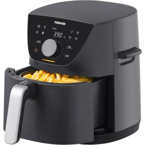 imageToshiba 77QT Air Fryer FamilySize for Quick and Easy Meals 12 Preset Menus and MenuIQ Function 1F Precision 90 less fat Doublesided Handles Easy CarryingMetal Gray