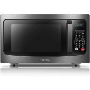 imageToshiba EC042A5CBS Microwave Oven with Convection Function Smart Sensor Easytoclean Stainless Steel Interior and ECO Mode 15 cu ft  1000W Black Stainless Steel