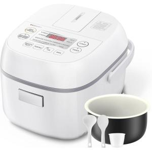 imageToshiba Mini Rice Cooker 3 Cups Uncooked Small Rice Cooker Steamer ampamp Warmer With Fuzzy Logic And OneTouch Cooking 24 Hour Delay Timer And Auto Keep Warm Feature WhiteWhite