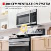 imageTOSHIBA 19 CuFt Over the Range Microwave Oven with Easy Installation Soft Close Door ChefDefrost Sensor 400 CFM Ventilation 1000W Stainless Steel OAEM19PHSSOver the Range19 CuFt