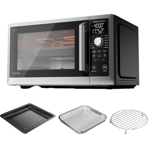 image:imageTOSHIBA Optichef Pro Air Fryer Combo Countertop Microwave Oven with Origin Inverter ChefDefrost 10 Cuft 1000W Black Stainless Steel ML2EC10SAITCBSOptichef Pro10 CuFt